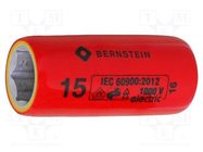 Socket; 6-angles,insulated,socket spanner; HEX 15mm; 1/2" BERNSTEIN