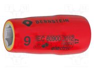 Socket; 6-angles,insulated,socket spanner; HEX 9mm; 3/8" BERNSTEIN