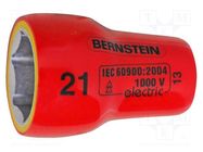 Socket; 6-angles,insulated,socket spanner; HEX 21mm; 3/8" BERNSTEIN