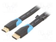 Cable; HDMI 2.0; HDMI plug,both sides; PVC; 0.75m; black; 30AWG VENTION