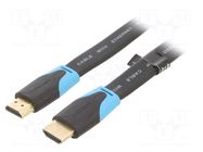 Cable; HDMI plug,both sides; PVC; HDMI 2.0; 10m; black; 30AWG VENTION