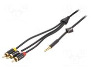 Cable; Jack 3,5mm 4pin plug,RCA plug x3; 1.5m; black; PVC; 26AWG VENTION