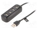 Hub USB; USB A socket x4,USB A plug; USB 2.0; PnP; black; 480Mbps VENTION
