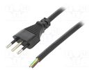 Cable; 3x0.75mm2; CEI 23-50 (L) plug,wires; PVC; 5m; black; 10A LIAN DUNG