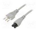 Cable; 3x0.75mm2; CEI 23-50 (L) plug,IEC C5 female; PVC; 1.8m LIAN DUNG