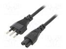 Cable; 3x0.75mm2; CEI 23-50 (L) plug,IEC C5 female; PVC; 1m; 10A LIAN DUNG