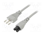 Cable; 3x0.75mm2; CEI 23-50 (L) plug,IEC C5 female; PVC; 1m; 10A LIAN DUNG
