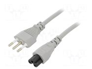 Cable; 3x0.75mm2; CEI 23-50 (L) plug,IEC C5 female; PVC; 5m; grey LIAN DUNG