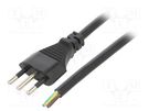 Cable; 3x0.75mm2; CEI 23-50 (L) plug,wires; PVC; 3m; black; 10A LIAN DUNG