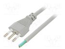 Cable; 3x1mm2; CEI 23-50 (L) plug,wires; PVC; 1m; grey; 10A; 250V LIAN DUNG