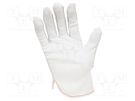 Protective gloves; ESD; M; polyester,PVC,carbon fiber; white ANTISTAT