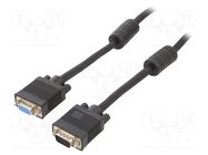 Cable; D-Sub 15pin HD socket,D-Sub 15pin HD plug; black; 10m GEMBIRD