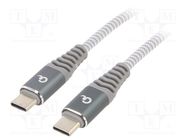 Cable; USB 2.0; USB C plug,both sides; 1.5m; white-grey; 480Mbps GEMBIRD