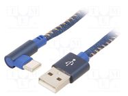 Cable; USB 2.0; USB A plug,USB C angled plug; gold-plated; 1m GEMBIRD