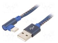 Cable; USB 2.0; USB A plug,USB C angled plug; gold-plated; 1m GEMBIRD