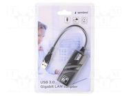 USB to Ethernet adapter; USB 3.0; PnP; RJ45 socket,USB A plug GEMBIRD