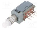 Switch: push-button; Pos: 2; DPDT; 0.1A/30VDC; ON-(ON); THT E-SWITCH