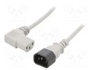 Cable; 3x1mm2; IEC C13 female 90°,IEC C14 male; PVC; 5m; grey; 10A LIAN DUNG