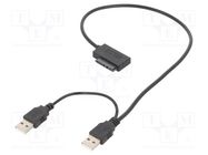 USB to SATA adapter; SATA plug,USB A plug x2; 0.5m 