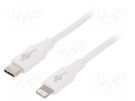 Cable; USB 2.0; Apple Lightning plug,USB C plug; 0.5m; white Goobay