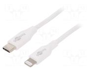 Cable; USB 2.0; Apple Lightning plug,USB C plug; 0.5m; white Goobay