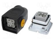 Connector: HDC; male + female; plug + socket,complete set; PIN: 6 HARTING