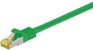 RJ45 Patch Cord CAT 6A S/FTP (PiMF), 500 MHz, with CAT 7 Raw Cable, green, 15 m - LSZH halogen-free cable sheat, RJ45 plug (CAT6A), CU