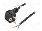 Cable; CEE 7/7 (E/F) plug angled,wires; PVC; 1.5m; black; 10A Goobay