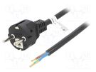 Cable; CEE 7/7 (E/F) plug,wires; PVC; 1.5m; black; 16A; 250V Goobay