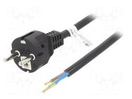 Cable; CEE 7/7 (E/F) plug,wires; PVC; 2m; black; 16A; 250V Goobay
