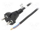 Cable; CEE 7/17 (C) plug,wires; PVC; 10m; black; 16A; 250V Goobay