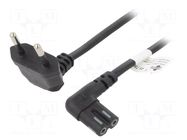 Cable; CEE 7/16 (C) plug angled,IEC C7 female angled; PVC; 1.5m Goobay