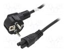 Cable; CEE 7/7 (E/F) plug angled,IEC C5 female; PVC; 1.8m; black Goobay
