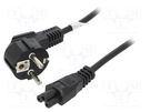 Cable; CEE 7/7 (E/F) plug angled,IEC C5 female; PVC; 3m; black Goobay