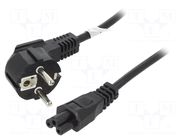 Cable; 3x0.75mm2; CEE 7/7 (E/F) plug angled,IEC C5 female; PVC GOOBAY