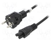 Cable; CEE 7/7 (E/F) plug,IEC C5 female; PVC; 1.8m; black; 2.5A Goobay