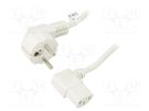 Cable; CEE 7/7 (E/F) plug angled,IEC C13 female 90°; PVC; 1.5m Goobay