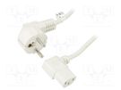 Cable; CEE 7/7 (E/F) plug angled,IEC C13 female 90°; PVC; 2m Goobay