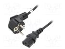Cable; CEE 7/7 (E/F) plug angled,IEC C13 female; PVC; 1.5m; 10A Goobay