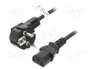 Cable; CEE 7/7 (E/F) plug angled,IEC C13 female; PVC; 2.5m; 10A Goobay