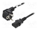 Cable; CEE 7/7 (E/F) plug angled,IEC C13 female; PVC; 5m; black Goobay