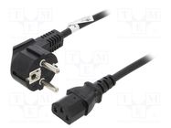 Cable; CEE 7/7 (E/F) plug angled,IEC C13 female; PVC; 5m; black 