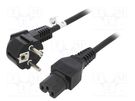 Cable; CEE 7/7 (E/F) plug angled,IEC C15 female; PVC; 2m; black Goobay