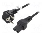 Cable; 3x0.75mm2; CEE 7/7 (E/F) plug angled,IEC C15 female; PVC GOOBAY
