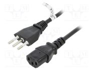 Cable; CEI 23-50 (L) plug,IEC C13 female; PVC; 1.8m; black; 10A Goobay