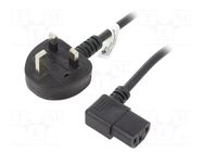 Cable; 3x1mm2; BS 1363 (G) plug,IEC C13 female angled right GOOBAY