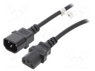 Cable; 3x1mm2; IEC C13 female,IEC C14 male; PVC; 3.5m; black; 10A GOOBAY