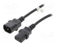 Cable; 3x1mm2; IEC C13 female,IEC C14 male; PVC; 3m; black; 10A GOOBAY