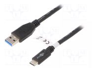 Cable; USB 3.0; USB A plug,USB C plug; 3m; black GOOBAY