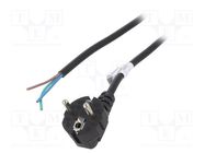 Cable; 3x0.75mm2; CEE 7/7 (E/F) plug angled,wires; PVC; 1.5m AKYGA